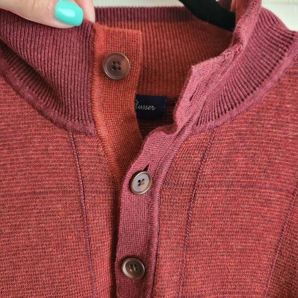 Alan Flusser Mens Burgundy Button-Collar Sweater Pullover Long Sleeve M 100% Cot - Picture 5 of 8